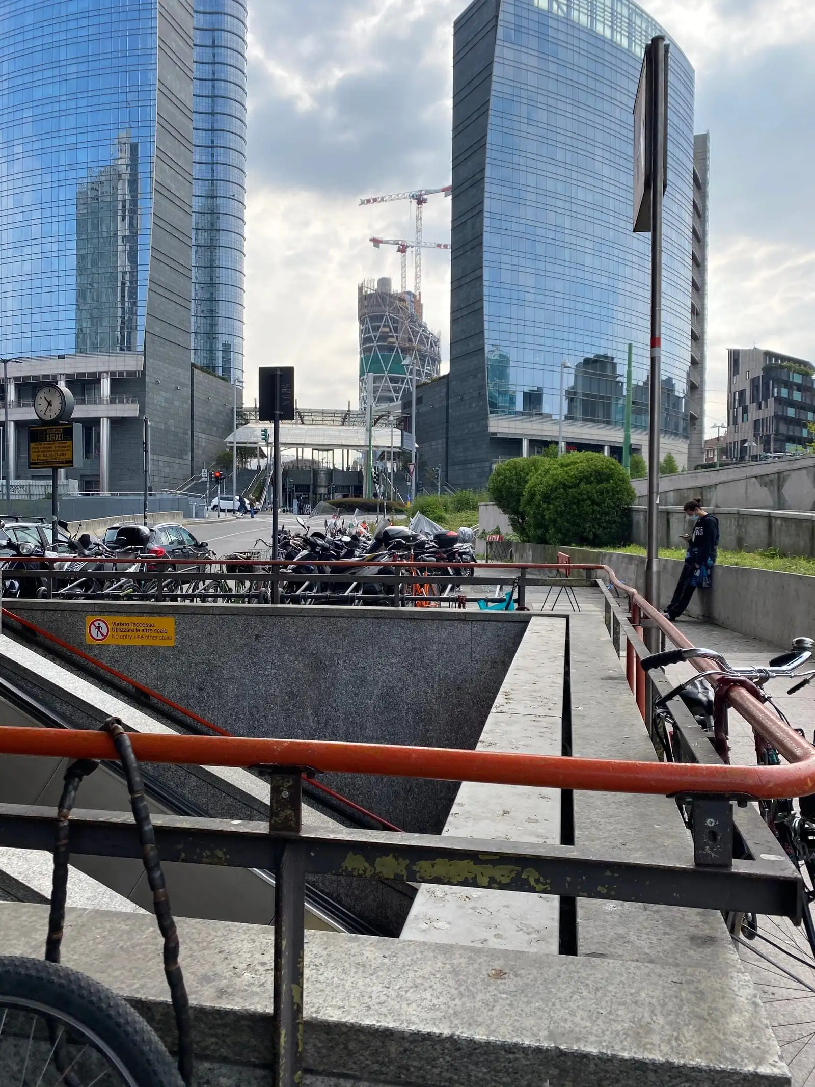 Glass towers of Porta Nuova seen from the street near Piazza Gae Aulenti