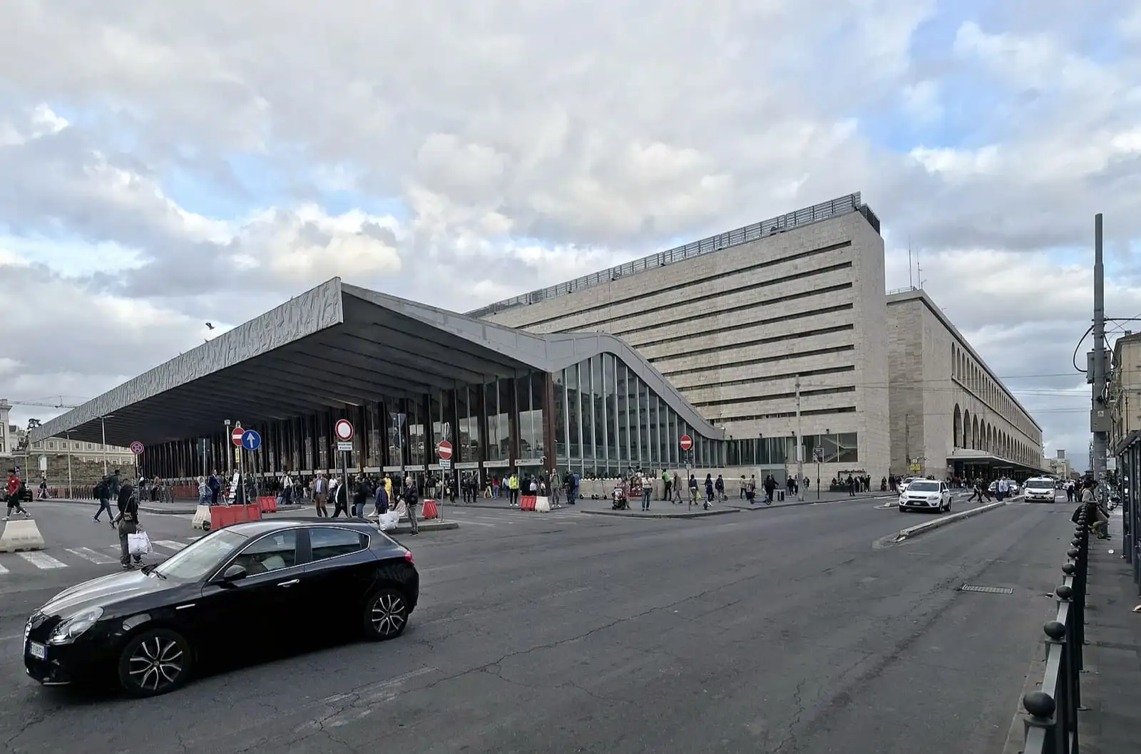 Modernist entrance hall of Roma Termini station on Piazza dei Cinquecento in Rome